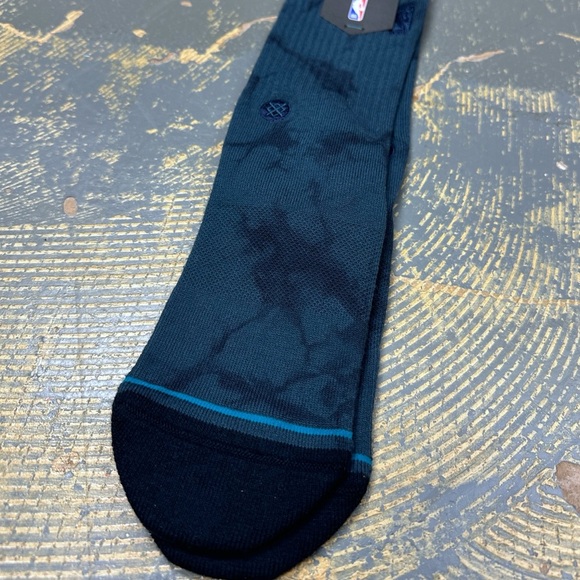 Stance NBA Logoman Crew Socks Medium Dark Teal Basketball Combed Cotton - Picture 5 of 5